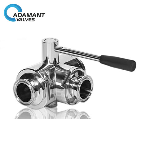 Sanitary Stainless Steel 3 Way Manual Full Port Ball Valve With Tri